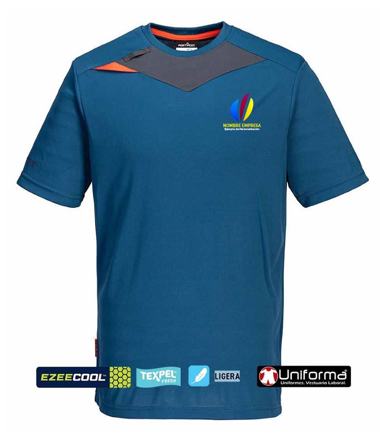 Camiseta técnica azul EasyCool transpirable contra el calor en tejido de malla fresca personalizable con logo de empresa en uniforma - PDX411